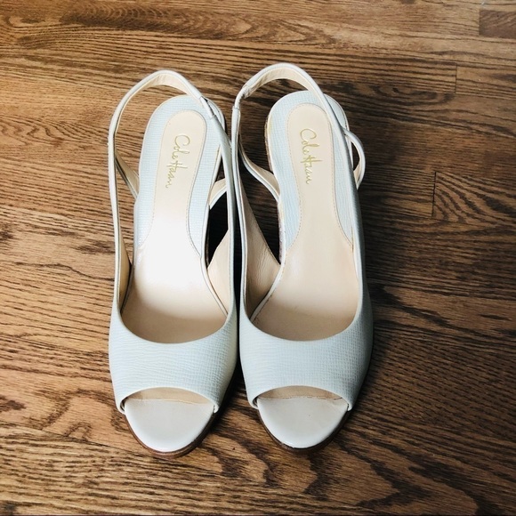 Cole Haan Sling Back Beige Leather 8 - Picture 2 of 8